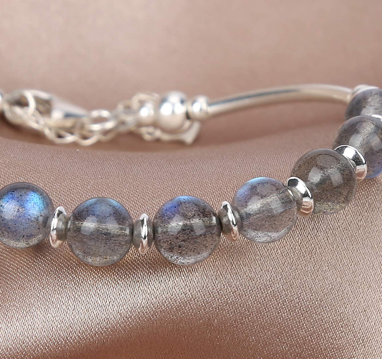 Jan&Dee Manual Original Labradorite Gray Moonstone Crystal Bracelet