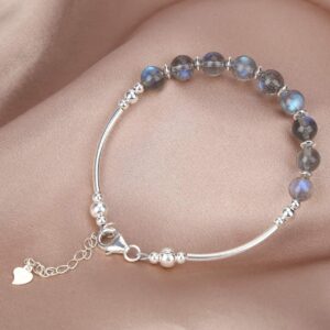 Jan&Dee Manual Original Labradorite Gray Moonstone Crystal Bracelet