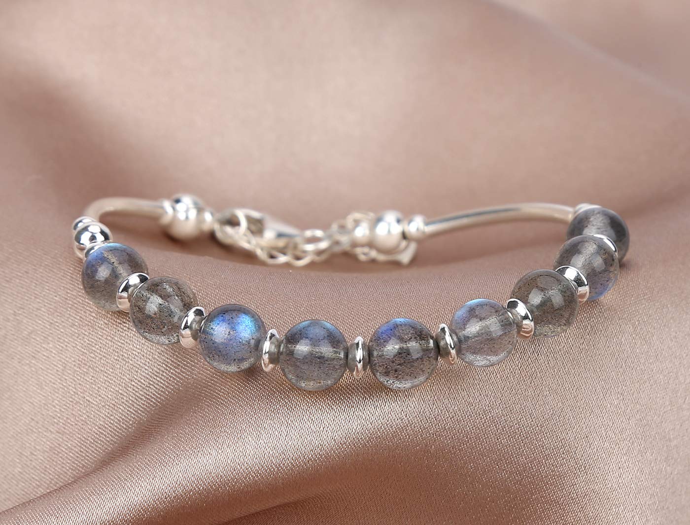 Jan&Dee Manual Original Labradorite Gray Moonstone Crystal Bracelet