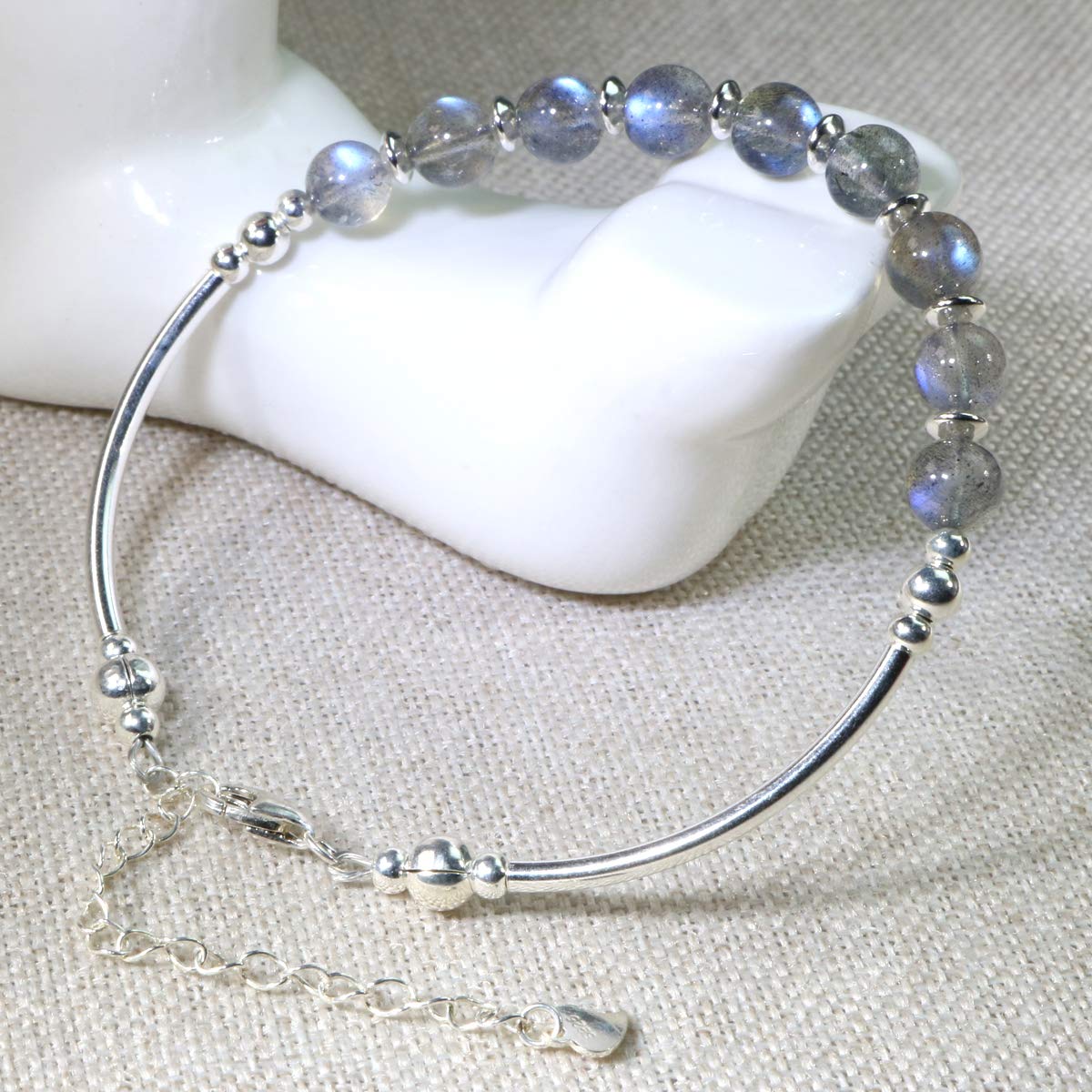 Jan&Dee Manual Original Labradorite Gray Moonstone Crystal Bracelet