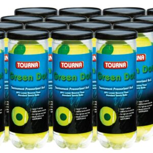 TOURNA 12 Pack Pressurized Green Dot Tennis Balls in a Pressurized Can, USTA Approved