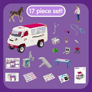 Schleich Horse Club, Horse Toys for Girls and Boys, Mobile Vet Horse Set with Hanoverian Foal Horse Figurine, 17 pieces