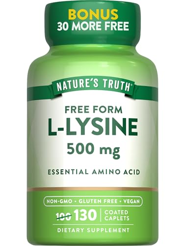 Nature's Truth L-Lysine 500mg | 130 Caplets | Free Form | Essential Amino Acid | Non-GMO & Gluten Free Supplement