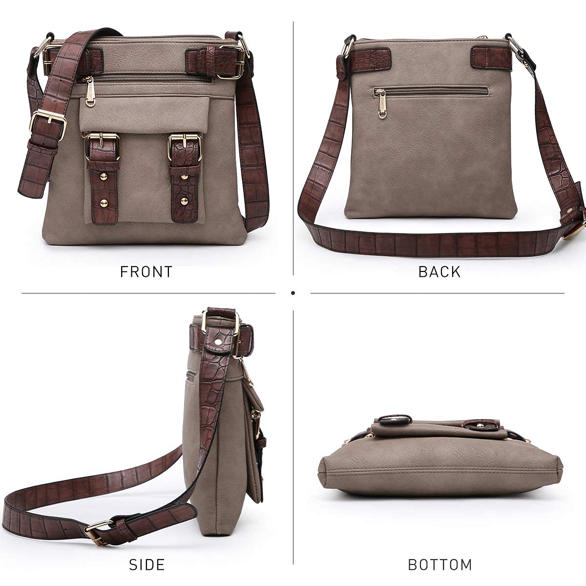 Dasein Top Belted Crossbody Bags for Women Soft Leather Messenger Bag Shoulder Bag Travel Purse