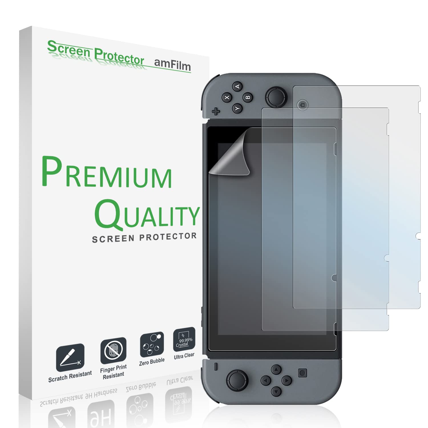 amFilm Anti-Glare Matte Screen Protector for Nintendo Switch, Nintendo Switch Matte Screen Protector for Nintendo Switch 2017 (3-Pack)