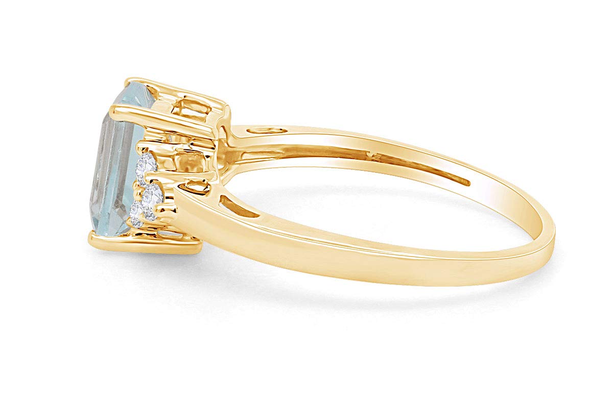 Jewel Zone US Simulated Blue Aquamarine & White Topaz CZ Fashion Ring in 14k Gold Over Sterling Silver (1.67 Cttw)