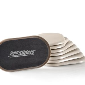 Super Sliders 3 1/2" x 6" Oval Reusable Furniture Sliders for Carpet - Effortless Moving and Surface Protection, Beige (8 Pack)