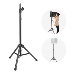 neewer nw002-1 wind screen bracket stand with aluminum tube, non-slip feet, adjustable height, 65.2 inches/165.5 centimeters stand suitable for supporting acoustic isolation shield in studio (black)