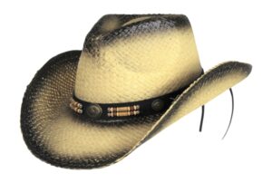 classic outback tea stained cowboy hat w/ beaded band - shapeable brim