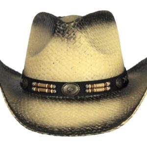 Classic Outback Tea Stained Cowboy Hat w/ Beaded Band - Shapeable Brim