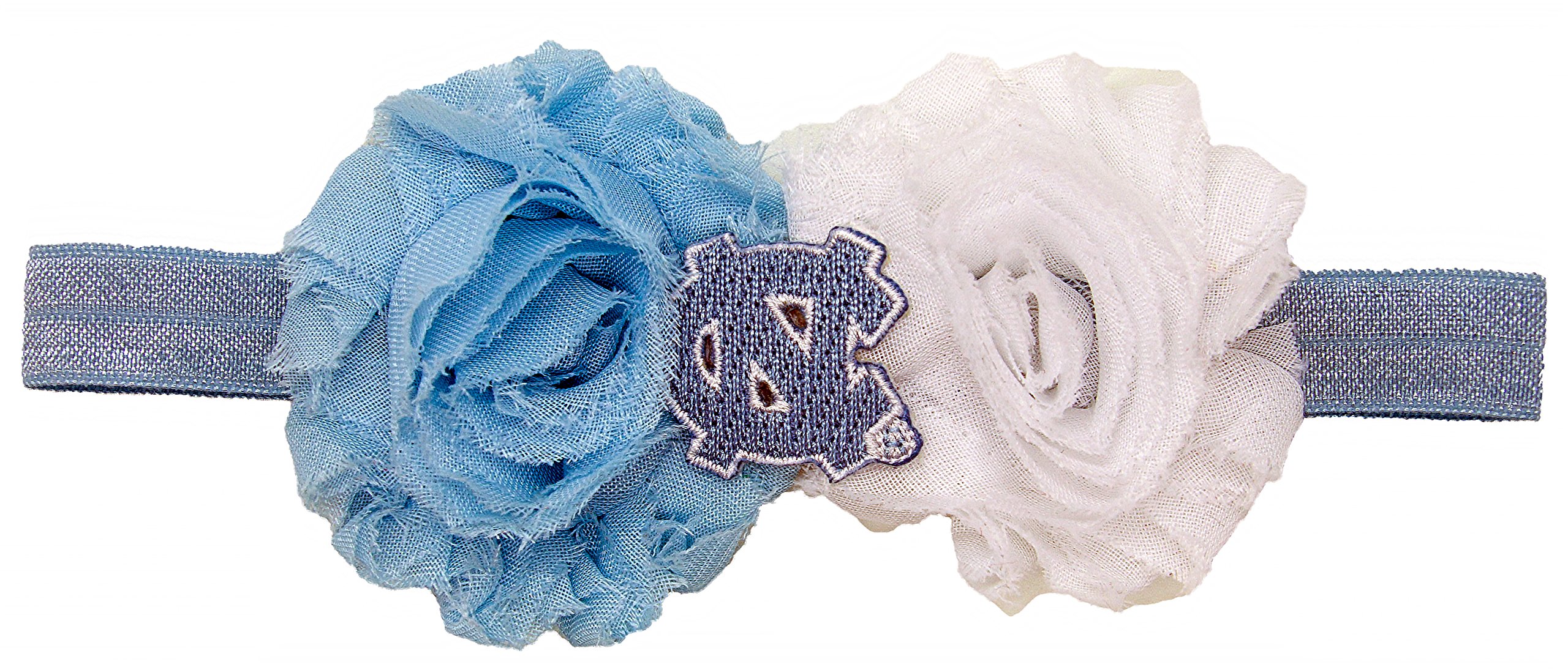 Divine Creations NCAA North Carolina Tar Heels UnFRAYgettable Flower Baby Headband, One Size, Light Blue