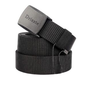 drizzte 71'' plus size long men's military duty web nylon belt plastic buckle black