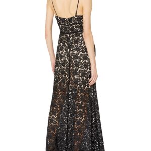 Jill Jill Stuart Women's Spaghetti Strap Chemical Lace Gown, Black, 10