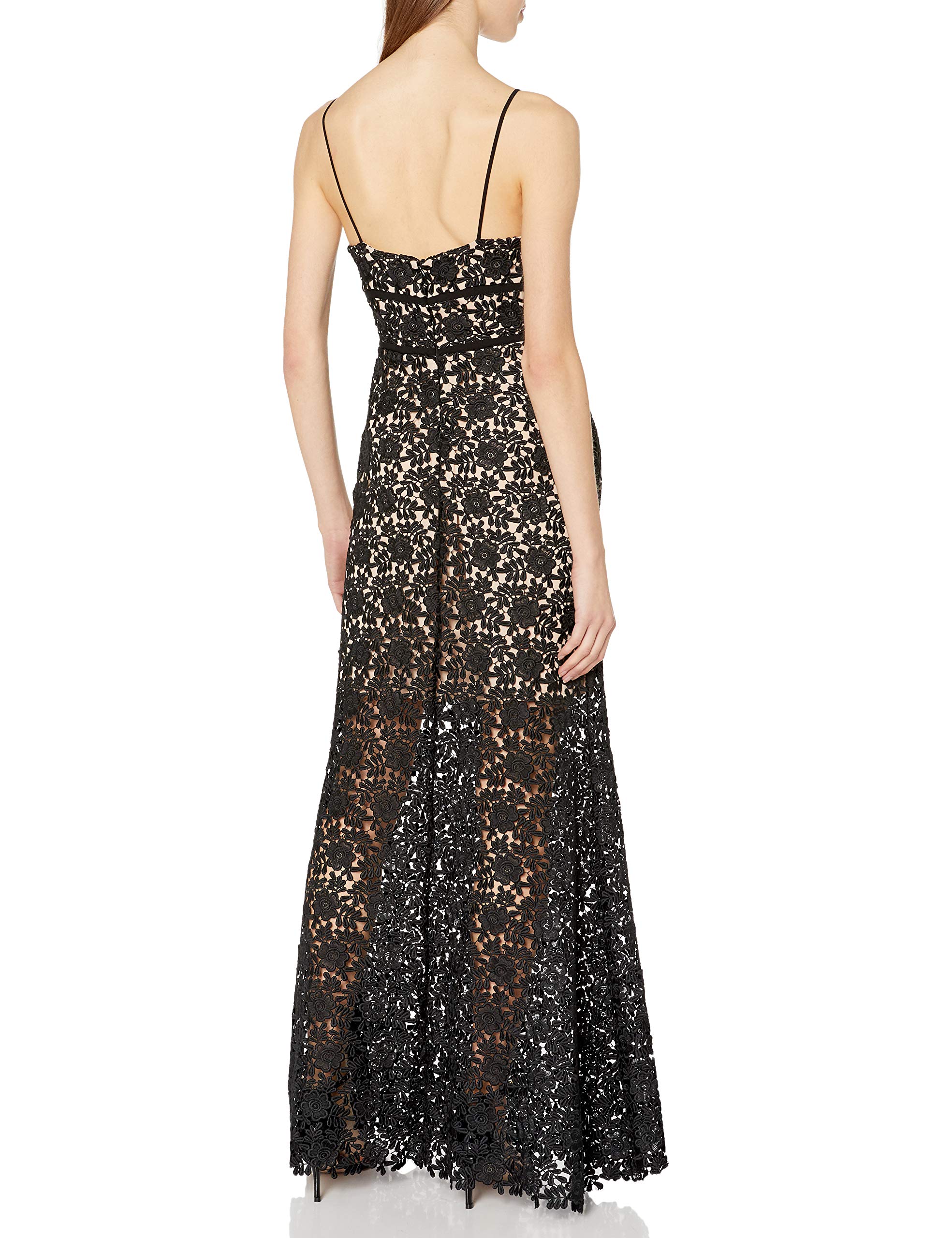 Jill Jill Stuart Women's Spaghetti Strap Chemical Lace Gown, Black, 10