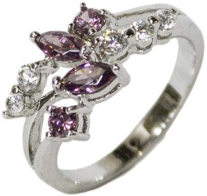 rs covenant women's rhodium plated dress ring pink marquise cz leaf pattern 103 (8)