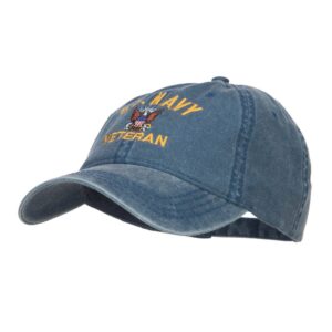 e4Hats.com US Navy Veteran Military Embroidered Washed Cap - Navy OSFM