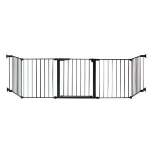 kidco - custom fit auto closing hearthgate baby or fireplace gate enclosure, fireplace fence, fireplace baby gate (black)