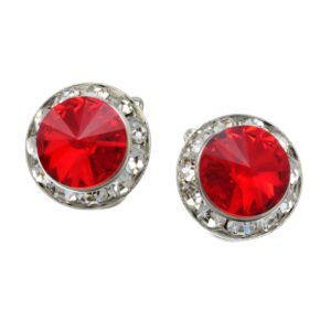 pammyj 15mm crystal clip-on earrings (red)