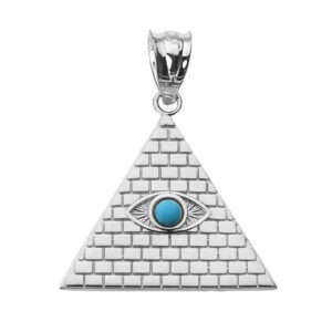 925 sterling silver egyptian pyramid charm with evil eye pendant