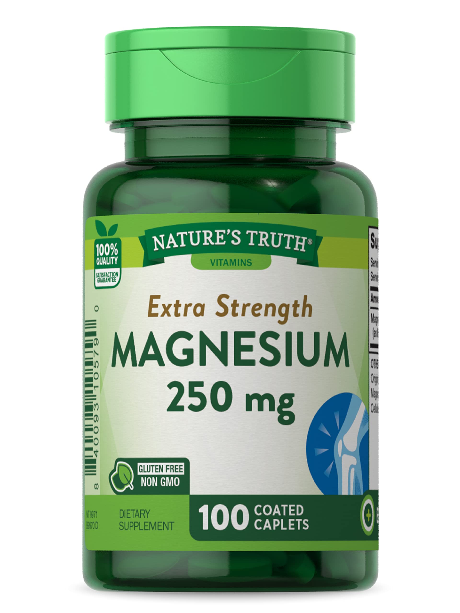 Magnesium Oxide | 250 mg | 100 Caplets | Vegetarian, Non-GMO & Gluten Free Supplement | by Nature's Truth