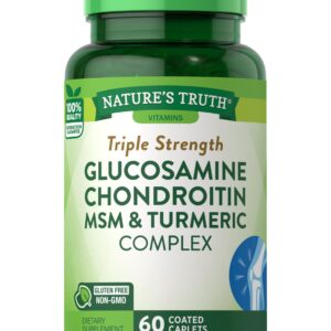 Glucosamine Chondroitin MSM Complex | 60 Caplets | Triple Strength Supplement with Turmeric | Non-GMO and Gluten Free Supplement | by Nature's Truth