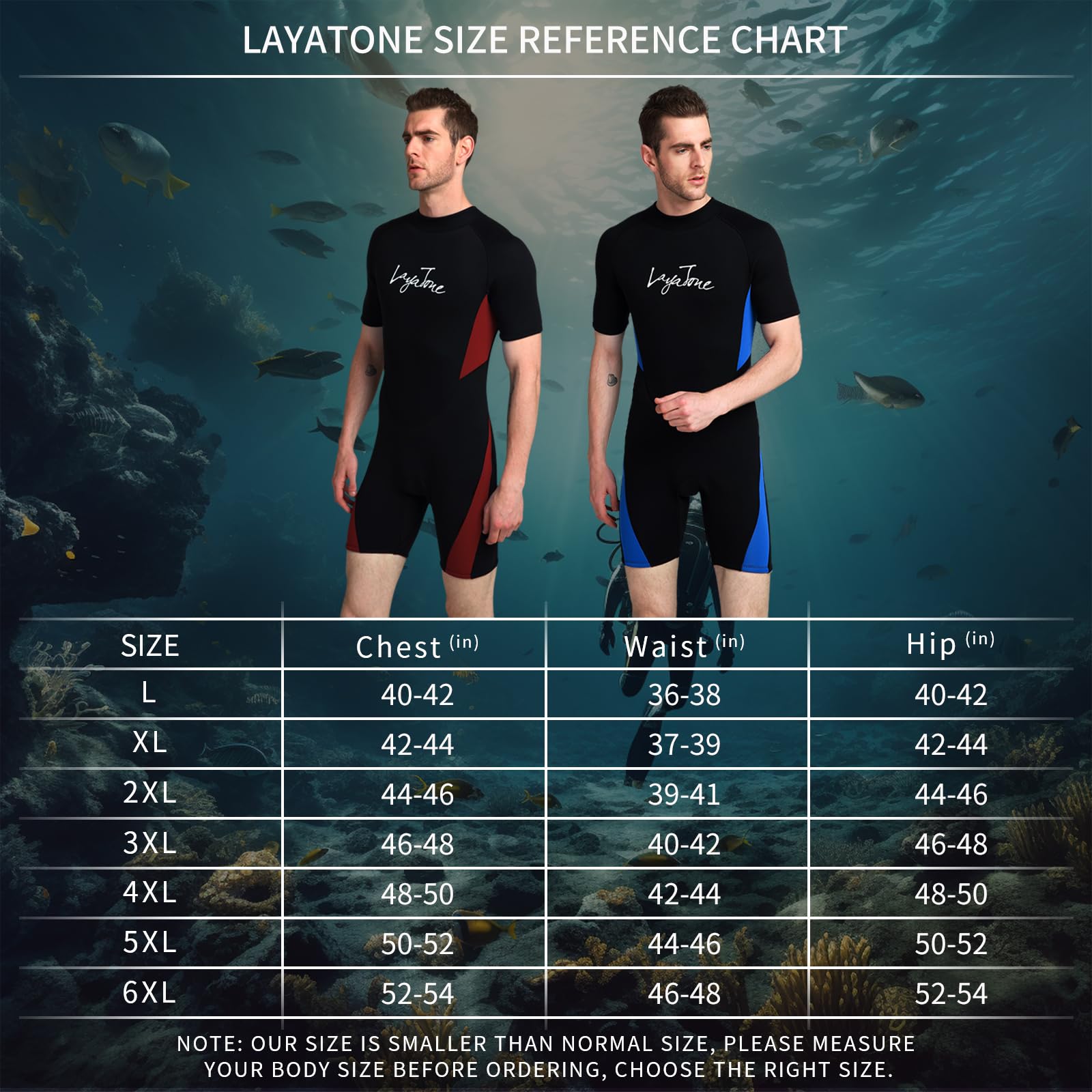 LayaTone Mens Shorty Wetsuit 3mm Neoprene Diving Suit with Back Zipper, Adults Shorty Wetsuits for Swimming Diving Snorkeling Kayaking