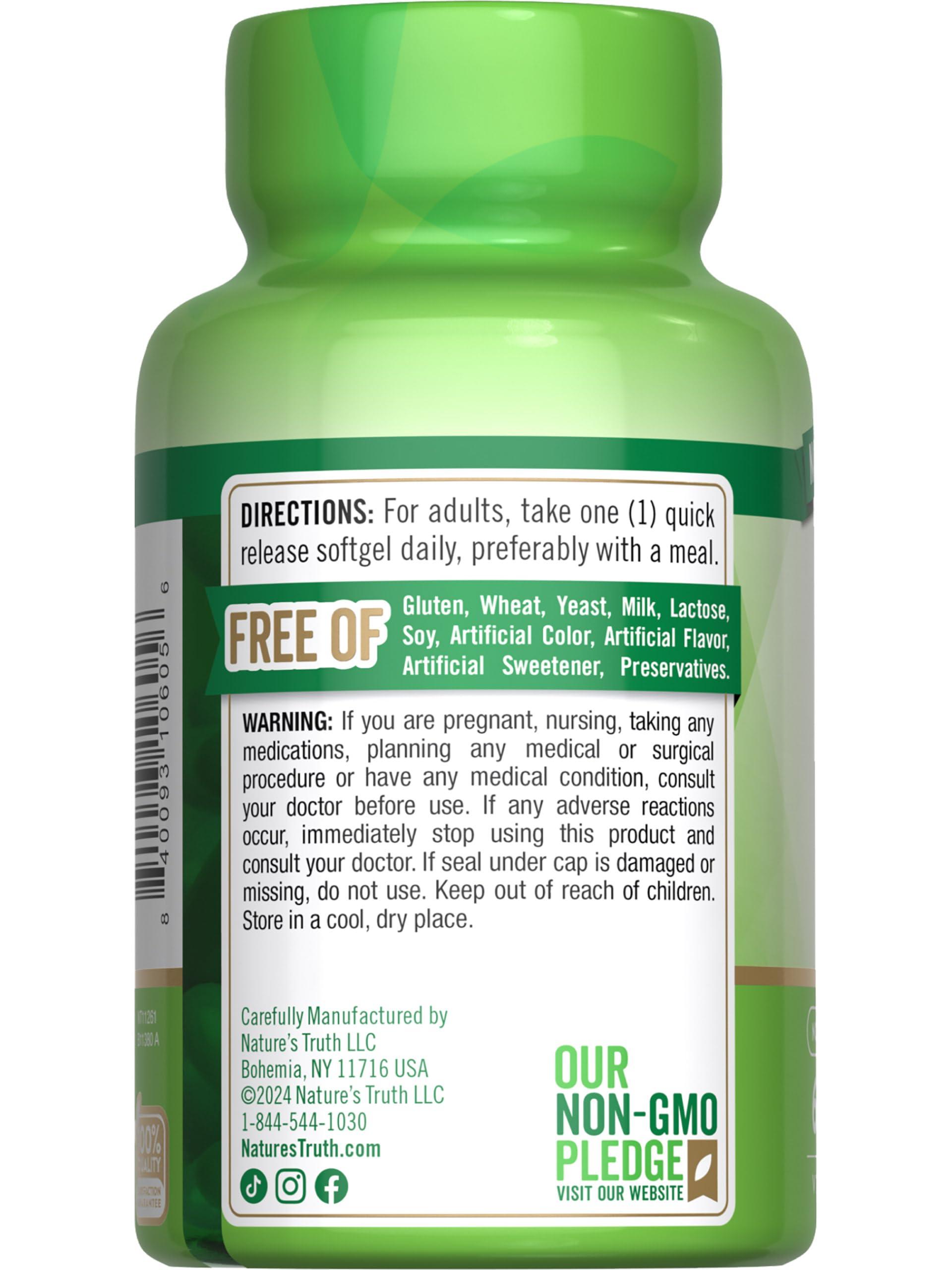 Nature's Truth Vitamin E Softgels | 1000 IU | 60 Count | Non-GMO & Gluten Free Supplement