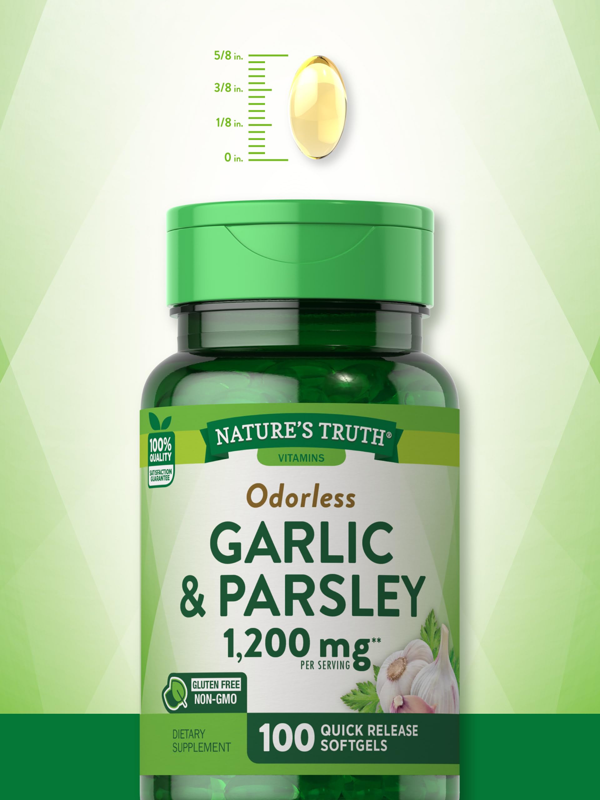 Nature's Truth Odorless Garlic and Parsley | 1200mg | 100 Softgel Capsules | Non-GMO & Gluten Free Extract Supplement