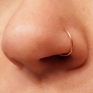 PiercingPoint 14 Karat Solid Rose Gold 22 Gauge (0.6MM) - 1/4 Inch (6MM) Length Seamless Continuous Nose Hoop Ring