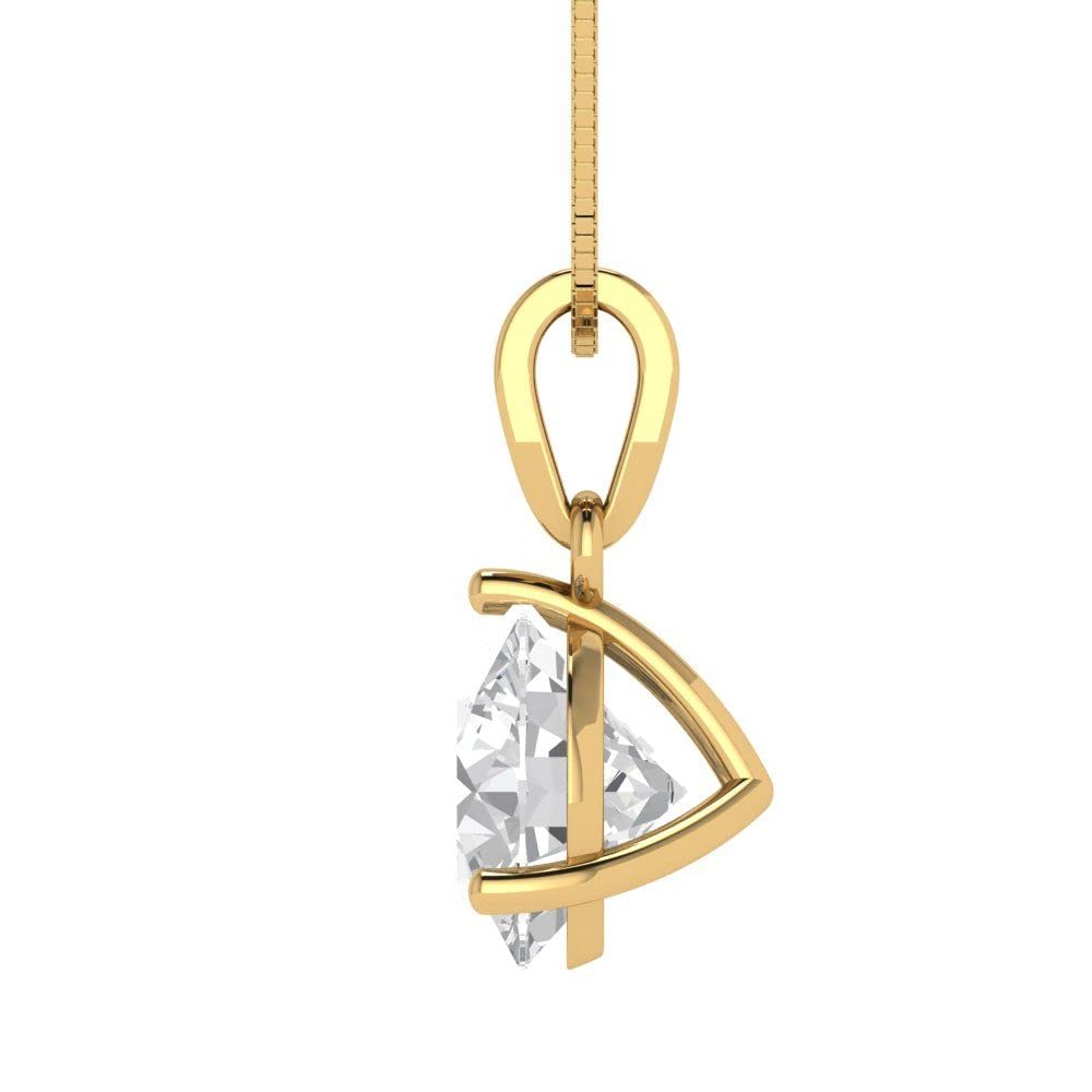 2 ct Brilliant Round Cut Solitaire Clear Simulated Diamond 14k Yellow Gold Pendant with 16" Chain