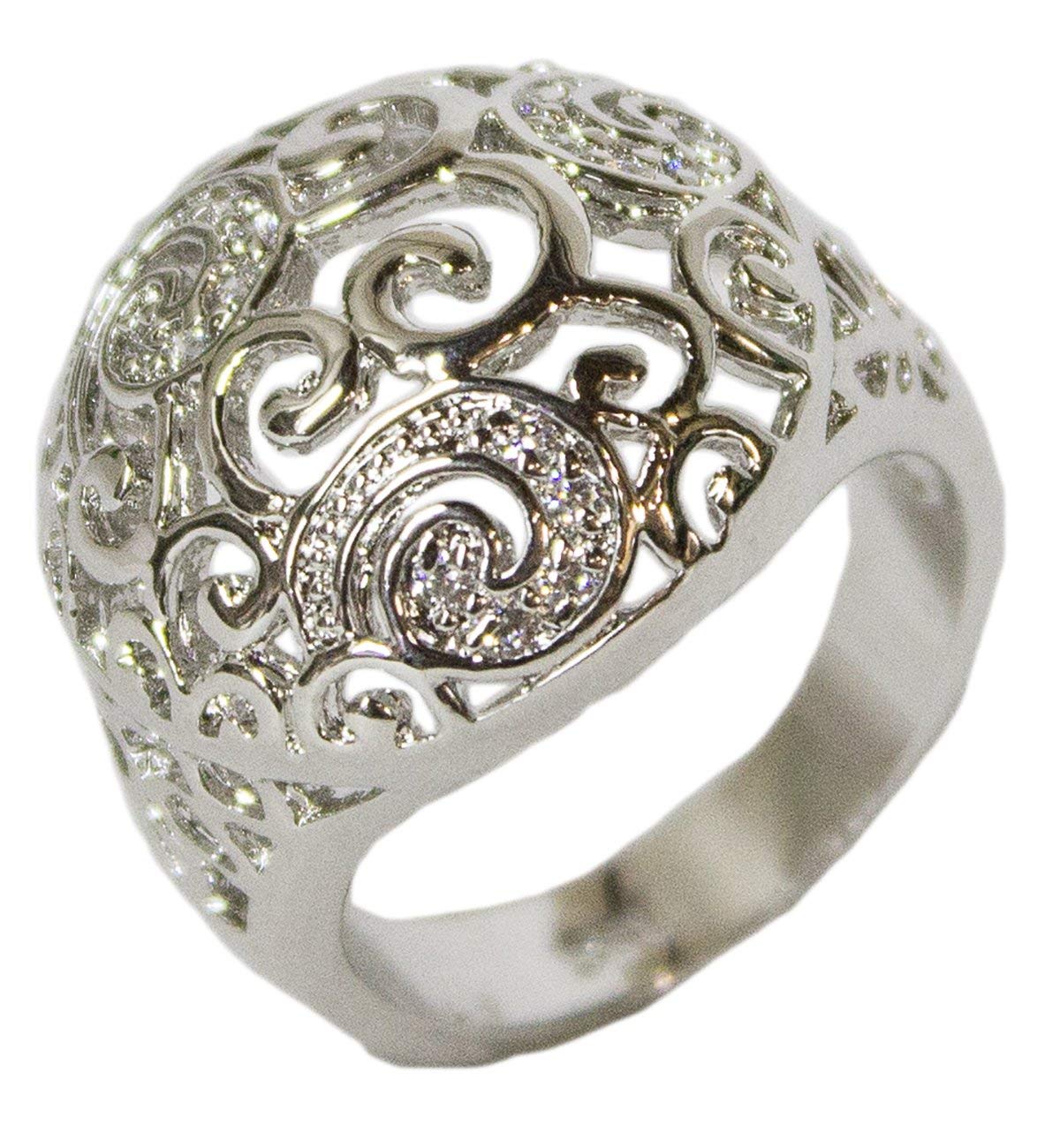 RS Covenant Women's Rhodium Plated Dress Ring Vintage Style Filigree 109 (10)