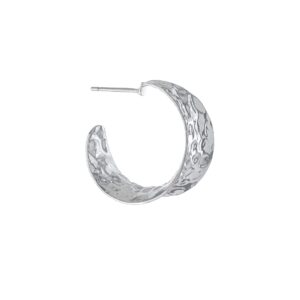 Amazon Essentials Fine Silver Plated 25mm X 13.7mm Medium Hammered Post Hoop Earrings (previously Amazon Collection)