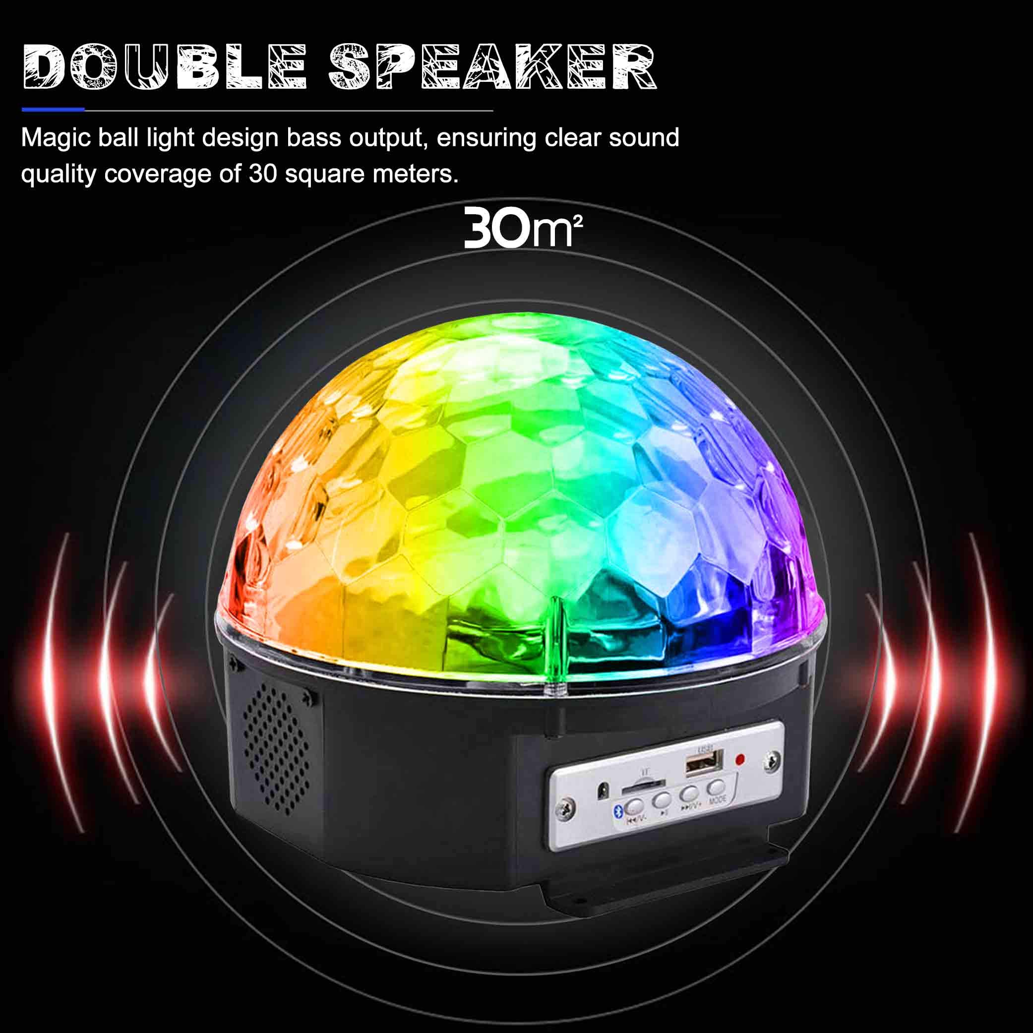 YouOKLight Disco Light, 9 Color LED Music Crystal Ball, Sound Activated, Remote Control, for Party, Home, Room, Dance, Birthday Gift, Kids Club