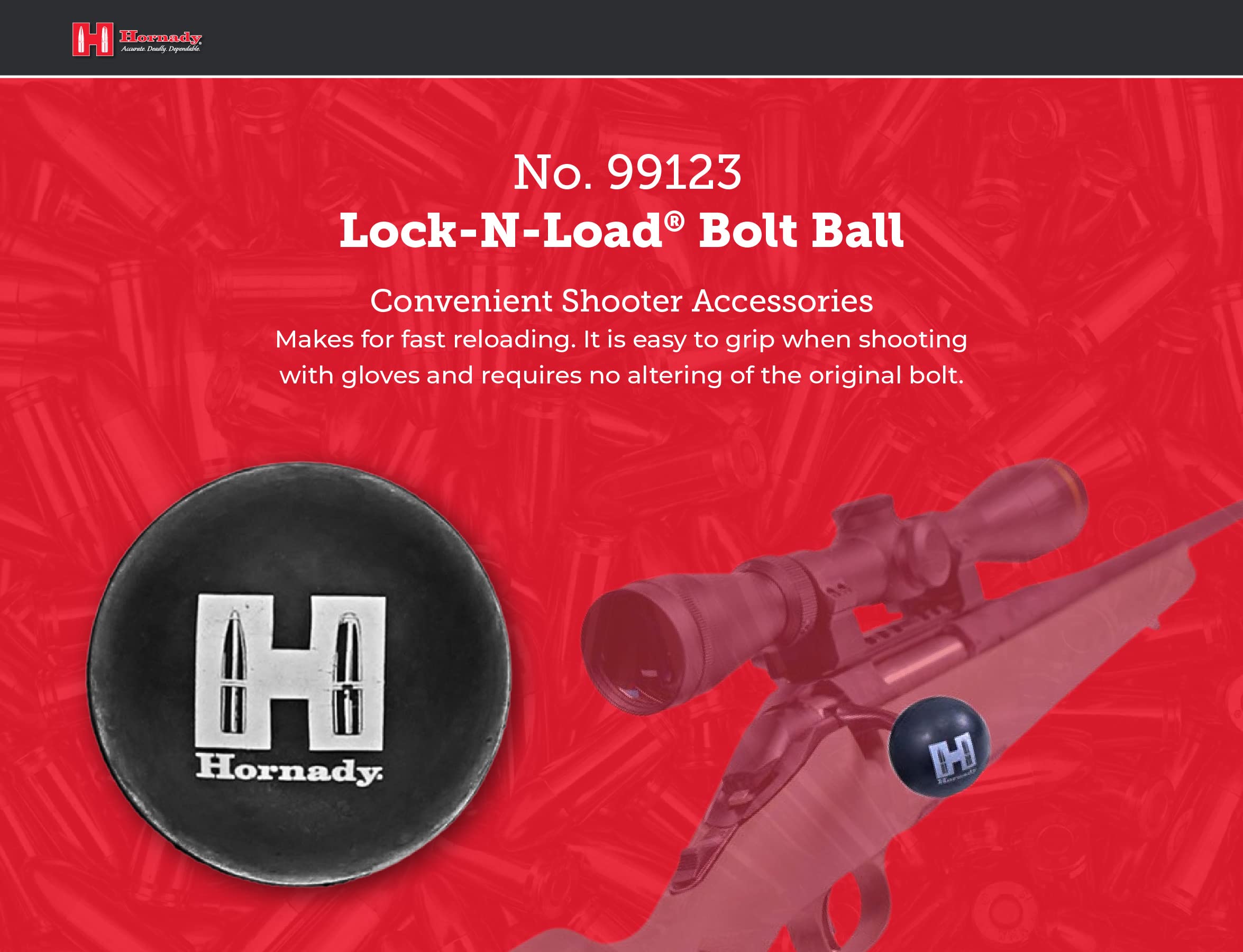 Hornady Lock-N-Load Bolt Ball – A Firearm Accessory for Faster Reloads – Easy Grip When Shooting with Gloves, Ideal for Hunting – Item No. 99123