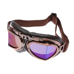 MUXSAM Vintage Motorcycle Goggles, ATV Motocross Goggles, Dirt Bike Racing Riding Off Road Scooter Glasses, Windproof Dustproof Eyewear for Adults Men Women, Copper Frame Colorful Lens