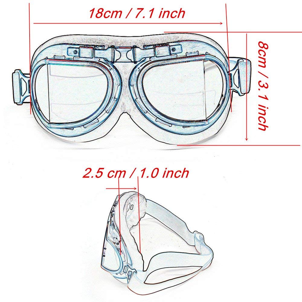 MUXSAM Vintage Motorcycle Goggles, ATV Motocross Goggles, Dirt Bike Racing Riding Off Road Scooter Glasses, Windproof Dustproof Eyewear for Adults Men Women, Copper Frame Colorful Lens