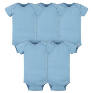 gerber baby 5-pack solid onesies bodysuits, blue, 0-3 months