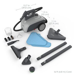 Pure Enrichment PureClean Steam Cleaner with 17 Accessories, Multi-Purpose Household Rolling Steamer for Chemical-Free Deep Cleaning of Floors, Upholstery, Windows, Grout, Grills, Cars, and More