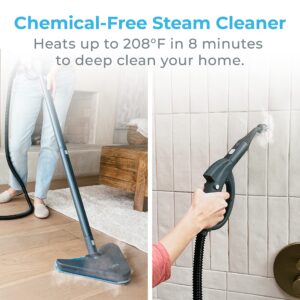 Pure Enrichment PureClean Steam Cleaner with 17 Accessories, Multi-Purpose Household Rolling Steamer for Chemical-Free Deep Cleaning of Floors, Upholstery, Windows, Grout, Grills, Cars, and More