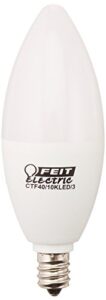 feit electric ctf40/10kled/3 non-dimmable led bulb, 40 w, 120 vac, 300 lumens, 3000 k, cri >80, 4 in l, 3.9" h x 1.4" d, warm white, 3 piece