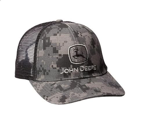 John Deere Men's Standard Digital Camo and Mesh Cap Embroidered, Black, One Size