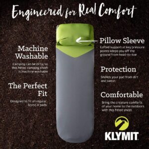 Klymit Static V Sheet, Sleeping Pad Cover, Green/Gray, Regular