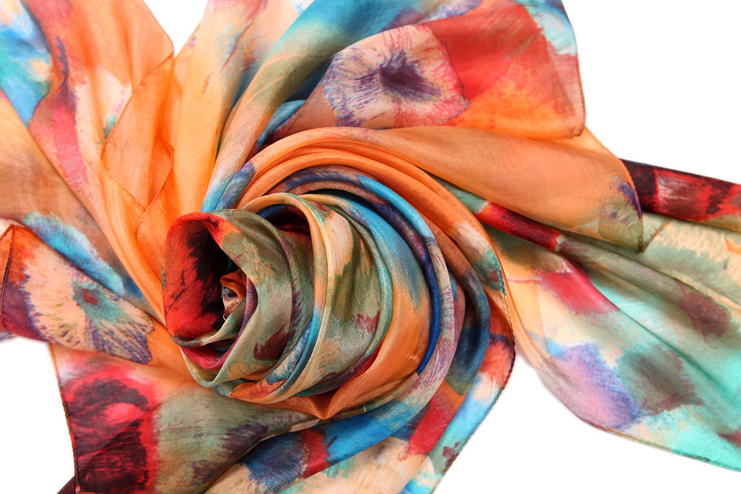 YupURStyle Women Fashion Silk Scarf Oblong Floral Oversize Soft Shawl Beach Wrap (Orange)