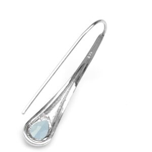 Silvershake 1.04ct. Genuine Blue Aquamarine White Gold Plated 925 Sterling Silver Modern Style Hook Earrings