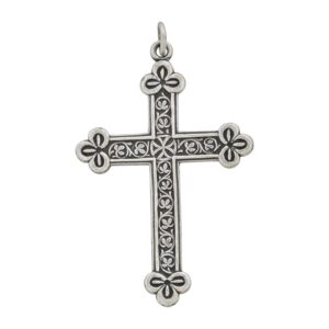 sterling silver rhodium oxidized antique vintage cross pendant