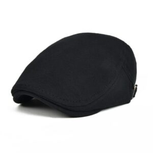 voboom men newsboy cap cotton flat ivy gatsby driving hat (black)