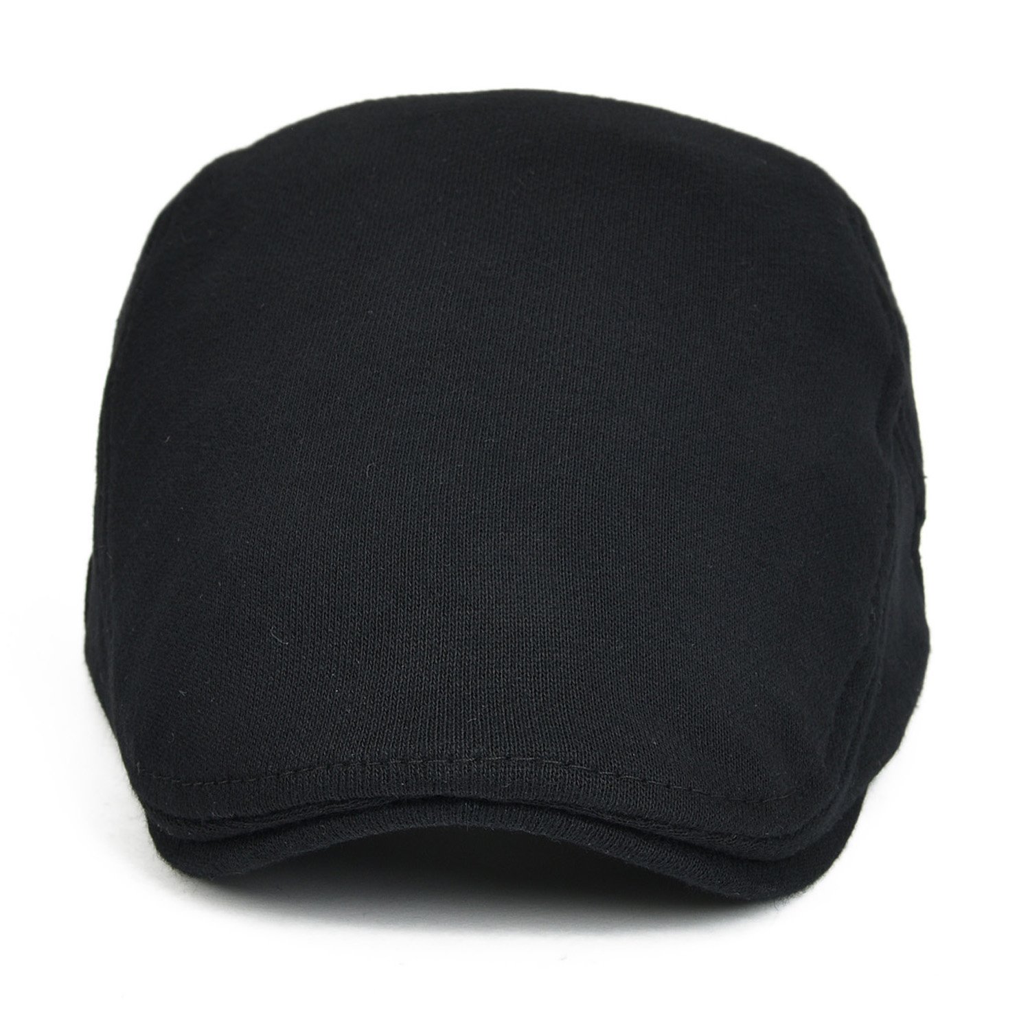 VOBOOM Men Newsboy Cap Cotton Flat Ivy Gatsby Driving Hat (Black)