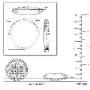 Dazzlingrock Collection 0.33 Carat (ctw) Round & Baguette White Diamond Anniversary Delicate Timeless Bar Style Matching Wedding Band for Her 1/3 CT | 14K White Gold, Size 4.5