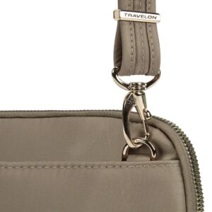 Travelon Women's Anti-Theft Tailored Convertible Crossbody Clutch, Sable, 9 x 5.25 x 2