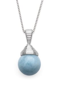 sterling silver natural milky aquamarine single floating gemstone pendant chain necklace,18"